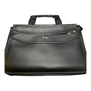 Solo Men's Leather Laptop Briefcase Business  Messenger Bag Black pre-owned